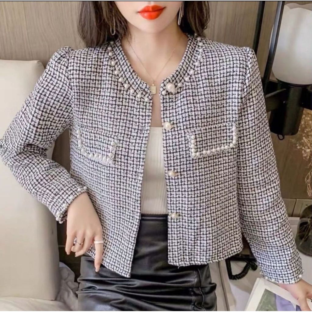 PL/tweed blazer korean style