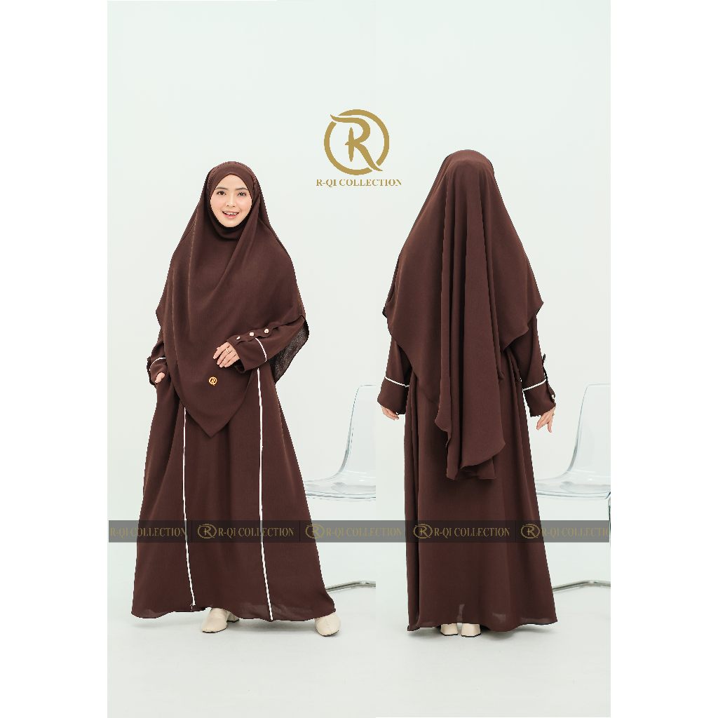 SET ABAYA MOTIF GARIS | SET KHIMAR BAHAN  CRINKLE PREMIUM