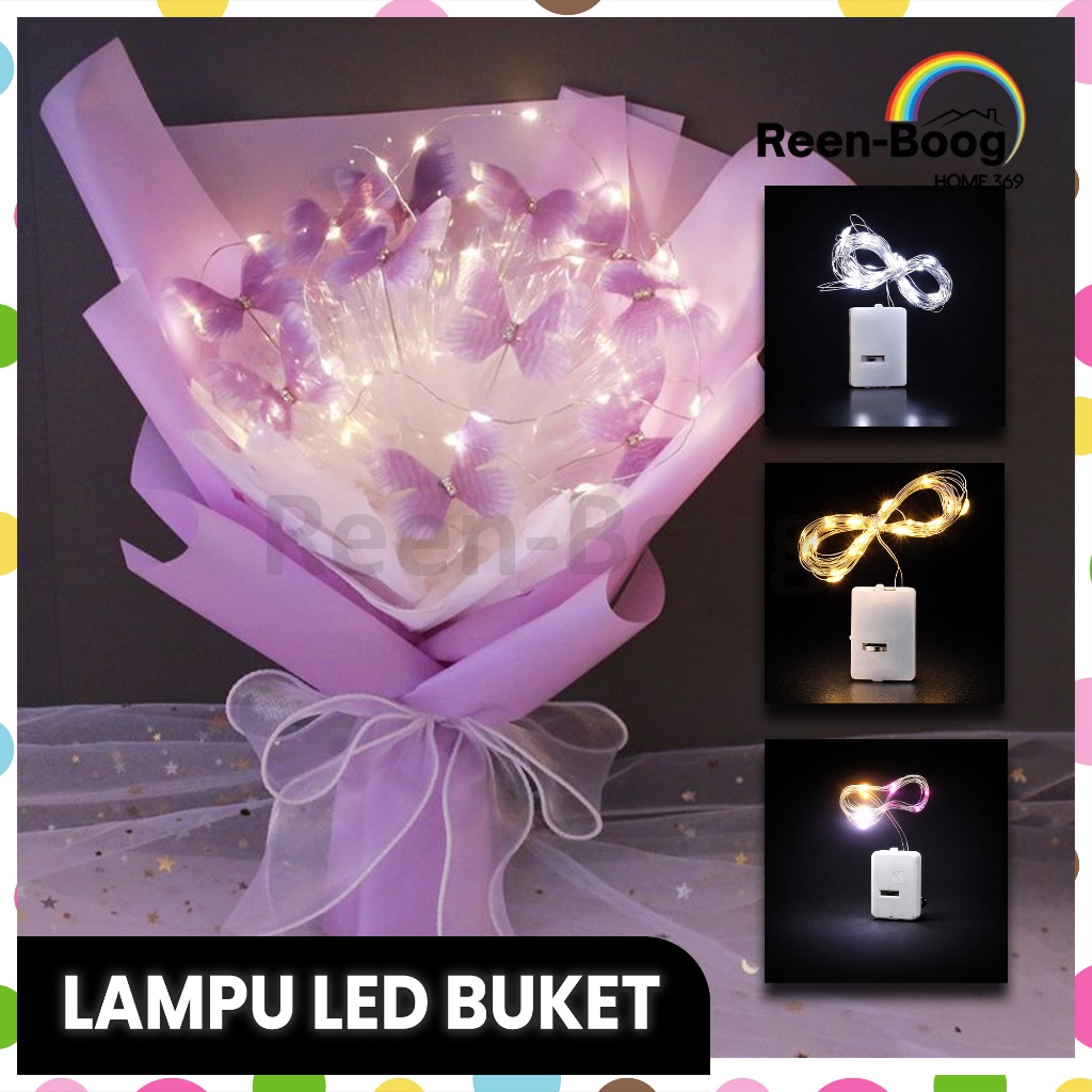 DIY Lampu Dekorasi Bouquet Flower | Aksesoris Hiasan Buket Cantik Murah Grosir | Lampu Kawat LED Por