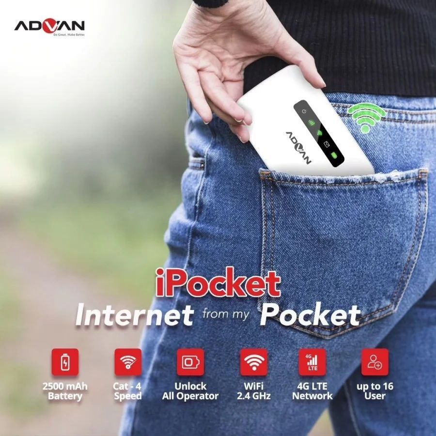 ADVAN ipocket Modem MIFI MF01 Unlock All Operator baterai 2500 mAh - ROUTER CPEV1PRO | ONE-Net