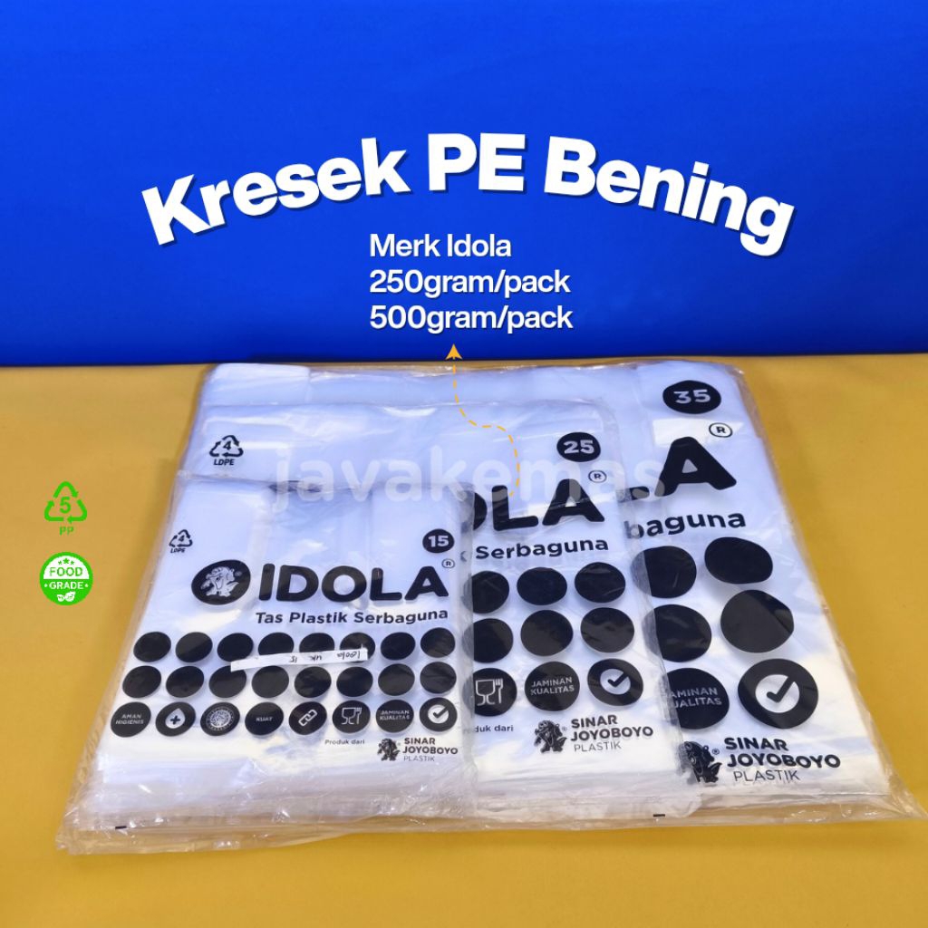 Kresek Bening PE Tebal | Tas Plastik Serbaguna Berbagai Ukuran – Idola