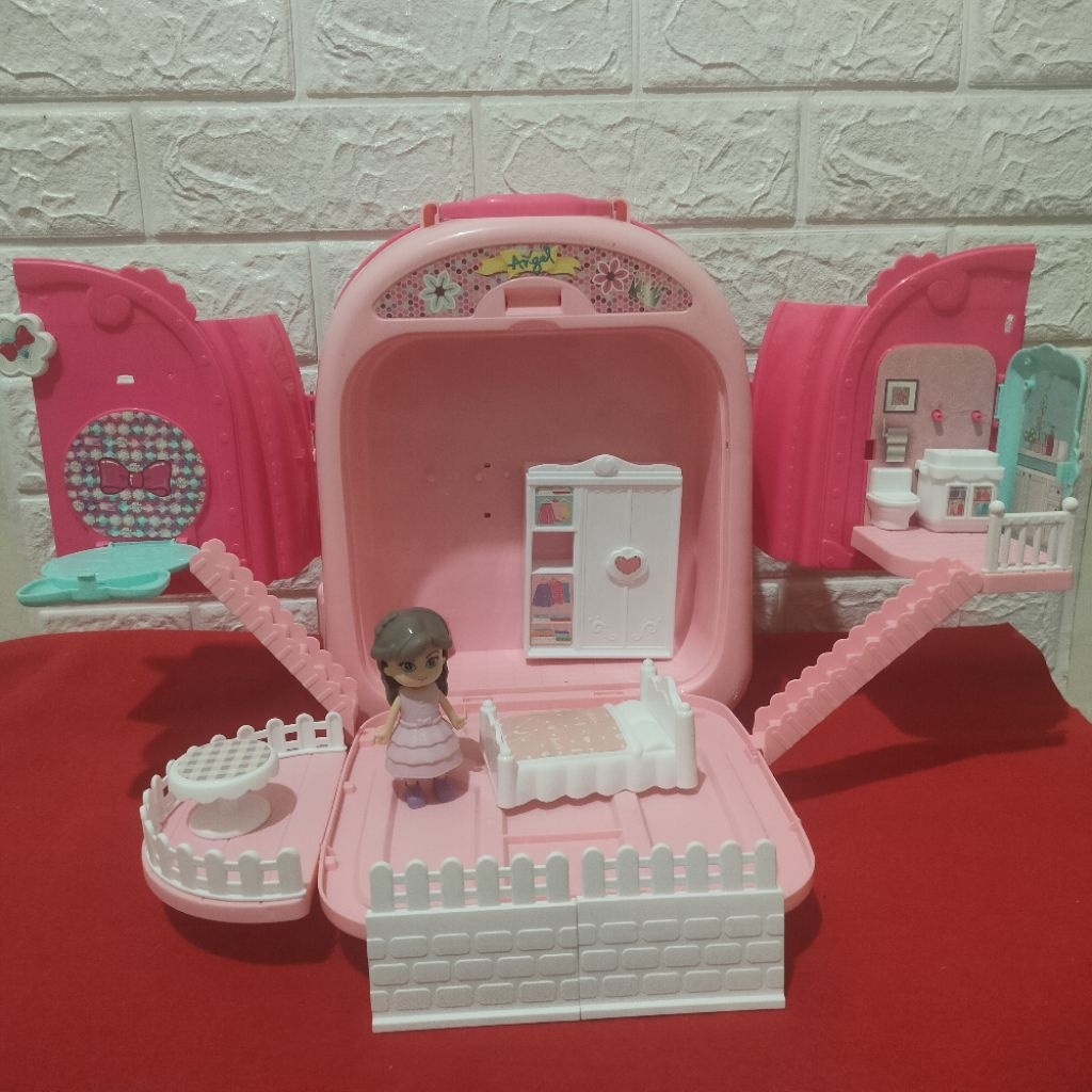 Kid Bag Double Side Mainan Pretend Play Anak Perempuan Meja Rias Diorama Rumahan Preloved
