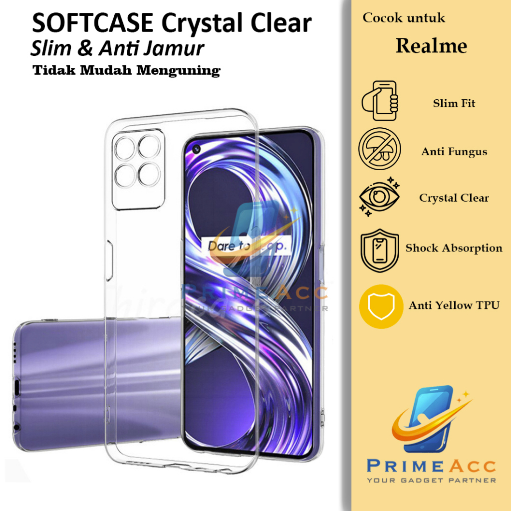 Softcase Crystal Clear 2mm Realme 3 4 5 6 7 7i 8 8i / Pro / 4G 5G / - Casing Ultrathin TPU Silikon B