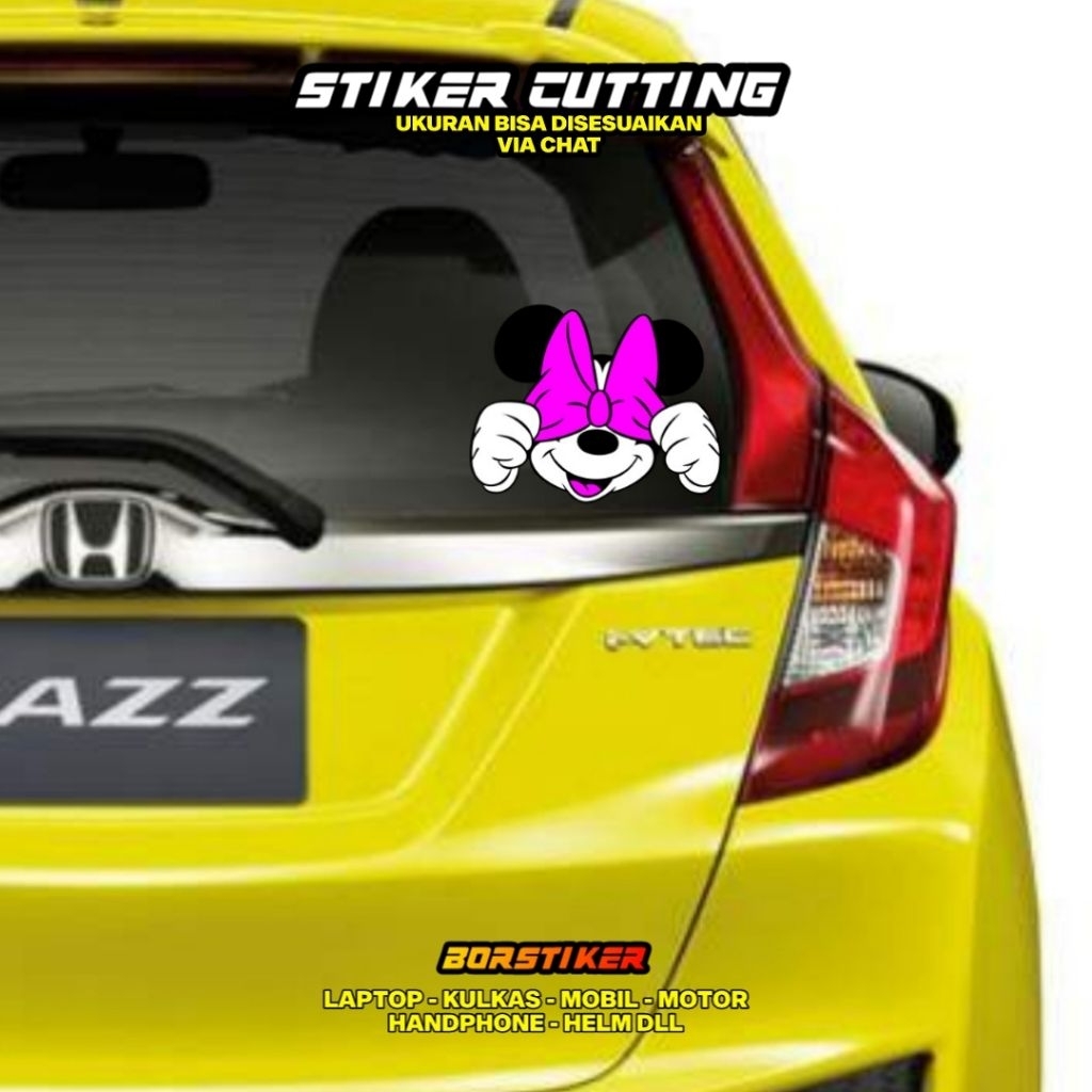 STIKER KACA BELAKANG MOBIL LOGO MICKEY MOUSE STICKER CUTTING TRANSPARAN