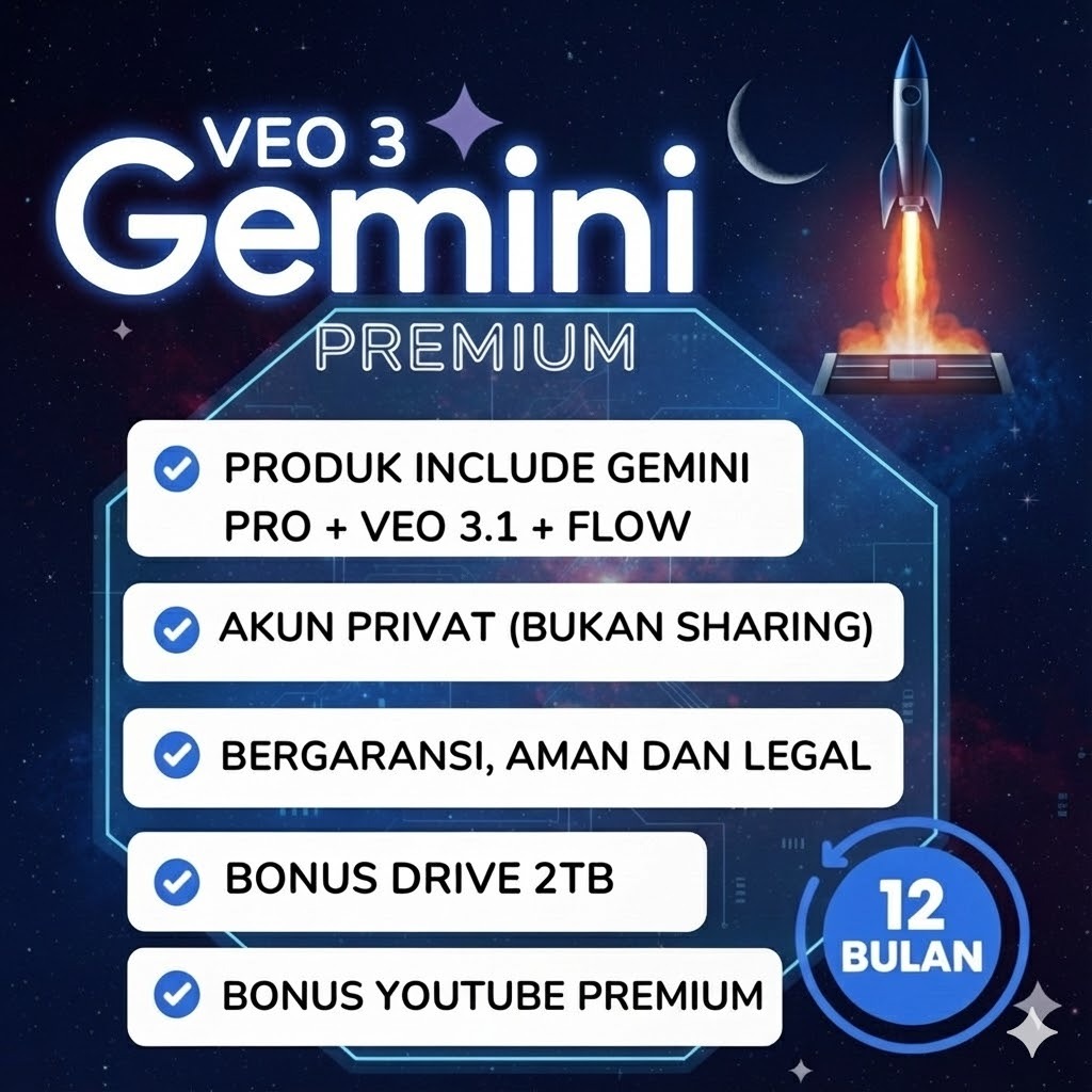GEMINI AI PRO 1TAHUN PRIVATE BERGARANSI BONUS YOUTUBE PREMIUM