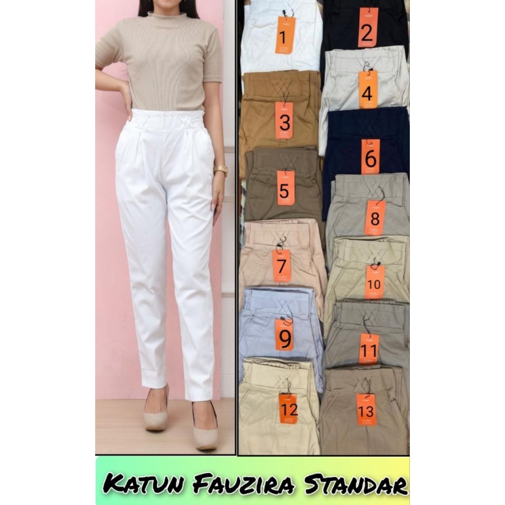 celana wanita kekinian fauzira bahan katun twill