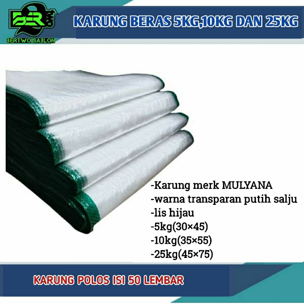 KARUNG BERAS 5KG,10KG DAN 25KG POLOS(ISI 50)