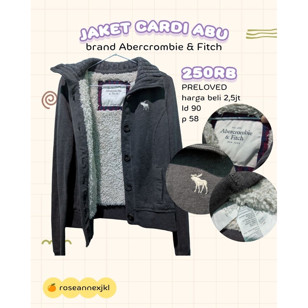JAKET ABERCROMBIE AND FITCH - JACKET CARDIGAN ABERCROMBIE & FITCH DARK GREY