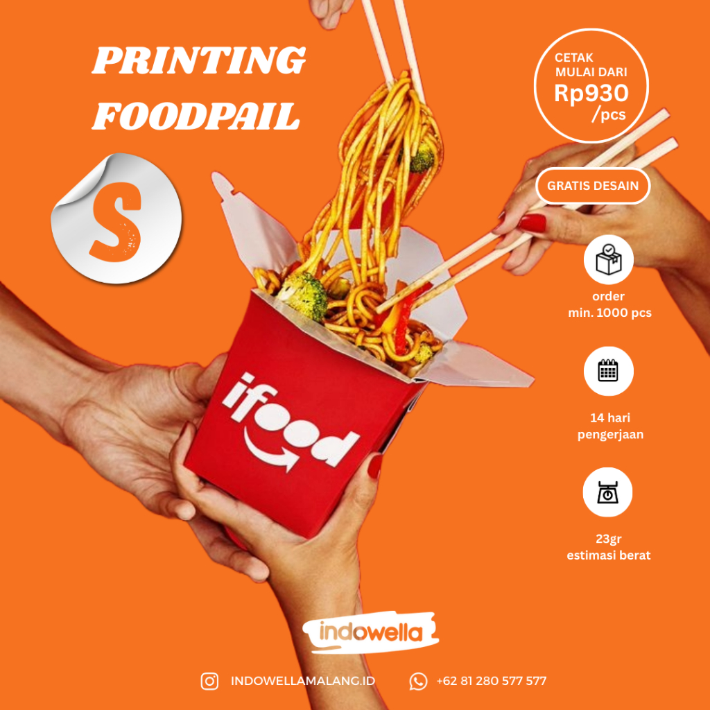 Custom Foodpail S | Kemasan Rice Box | Paper Box | Laminasi | Tahan Minyak | Full Printing