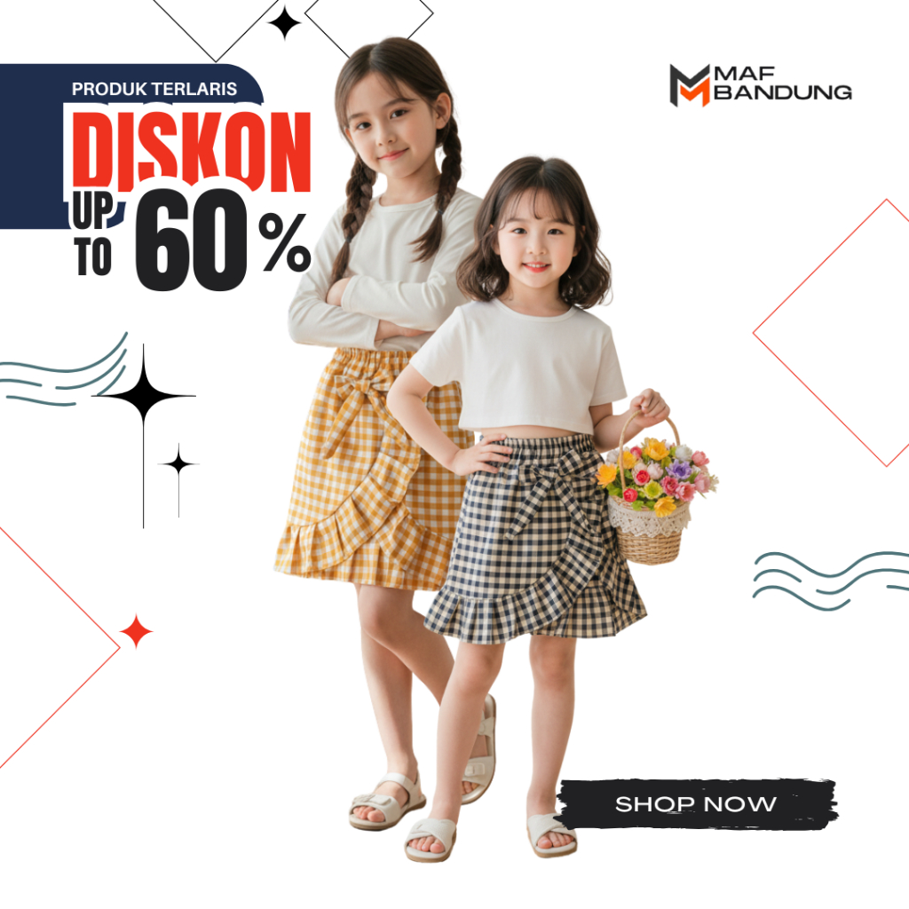 PITA SKIRT Kotak-Kotak Rok Anak Perempuan gaya model korea
