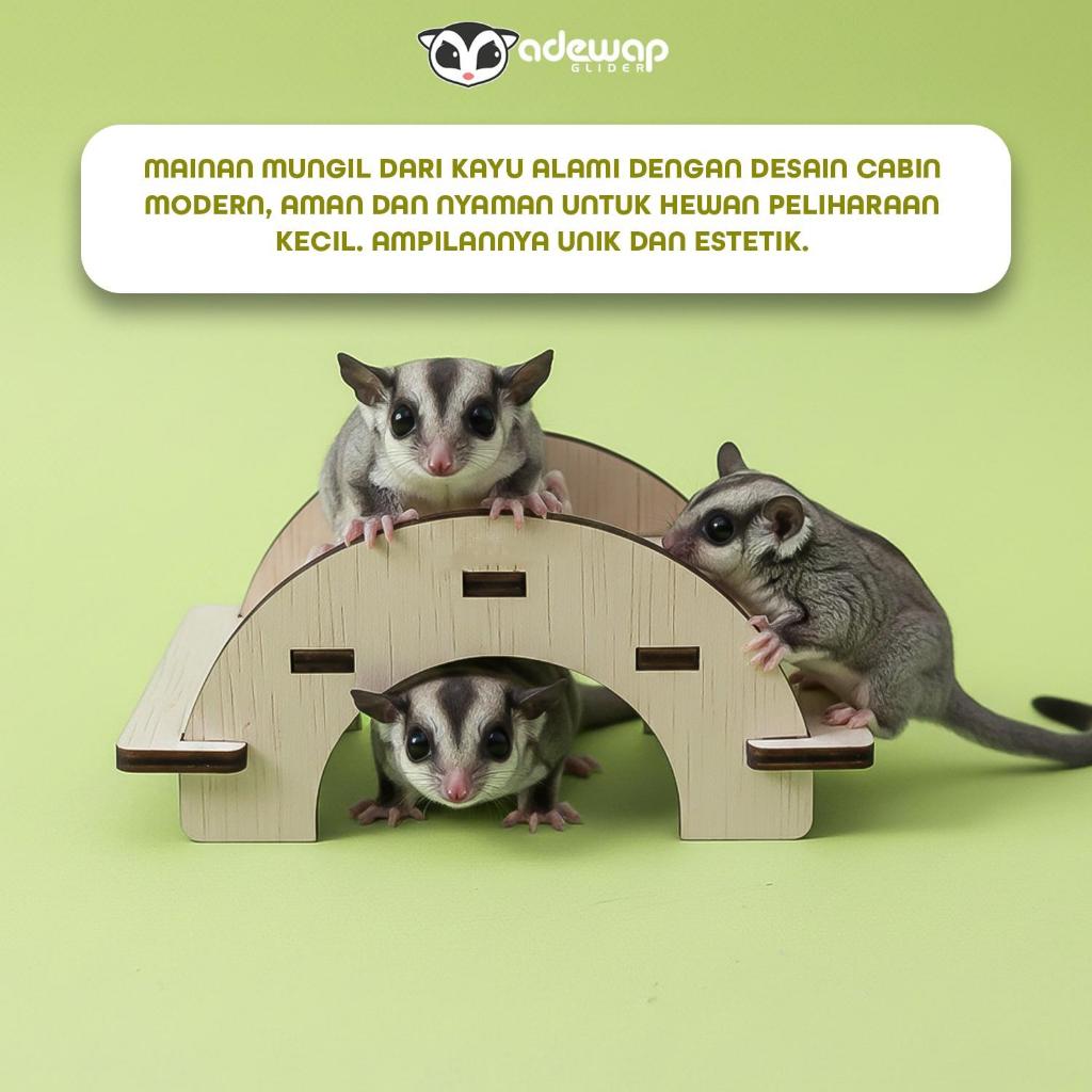 ADEWAP GLIDER Jembatan Mini Laser Cut Mainan Kayu Sugar Glider Hamster Marmut Tempat Bersembunyi & Bermain Hewan Kecil