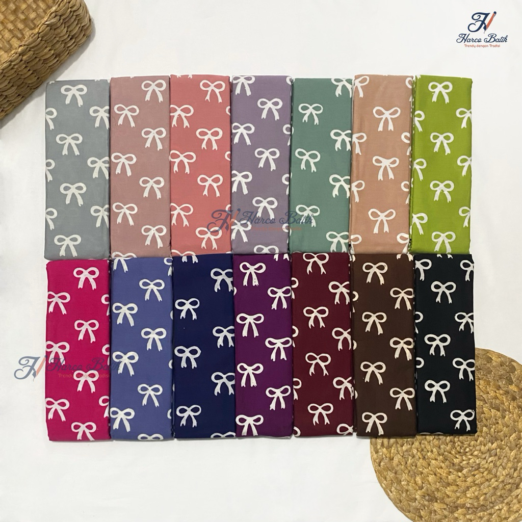 Harco Batik - Kain Batik Cap Modern - Batik Buat Jahit - Motif Ribbon Pita Cequette - Batik Cantik L