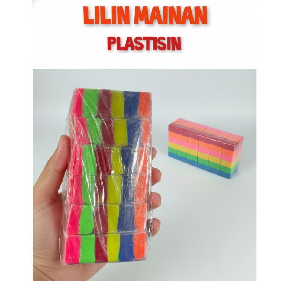 12pcs Lilin Mainan Edukasi anak 6 Warna Malam Plastisin molem malem mainan anak