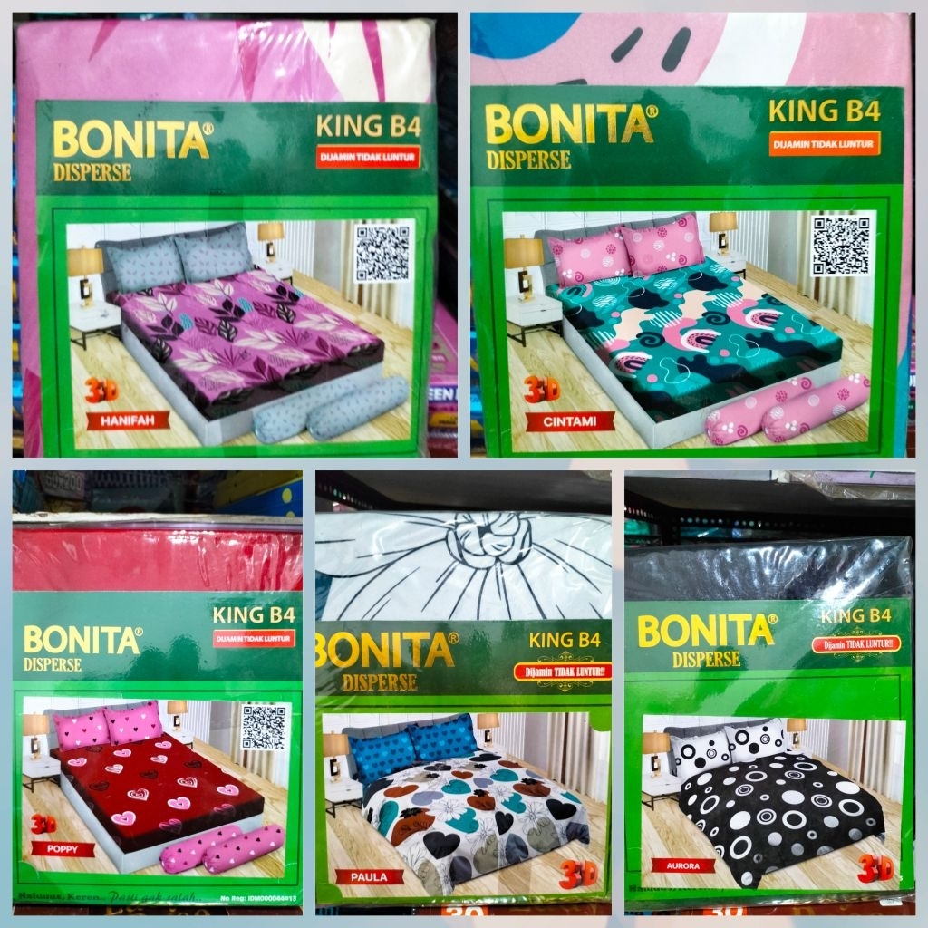 Sprei Bonita Uk 180x200 Bantal 4, Guling 2