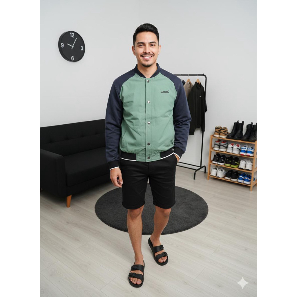 Varsity Pria Bomber Baseball One Heart Life Is A Journey Green Navy Varsity Honda One Heart Bomber M