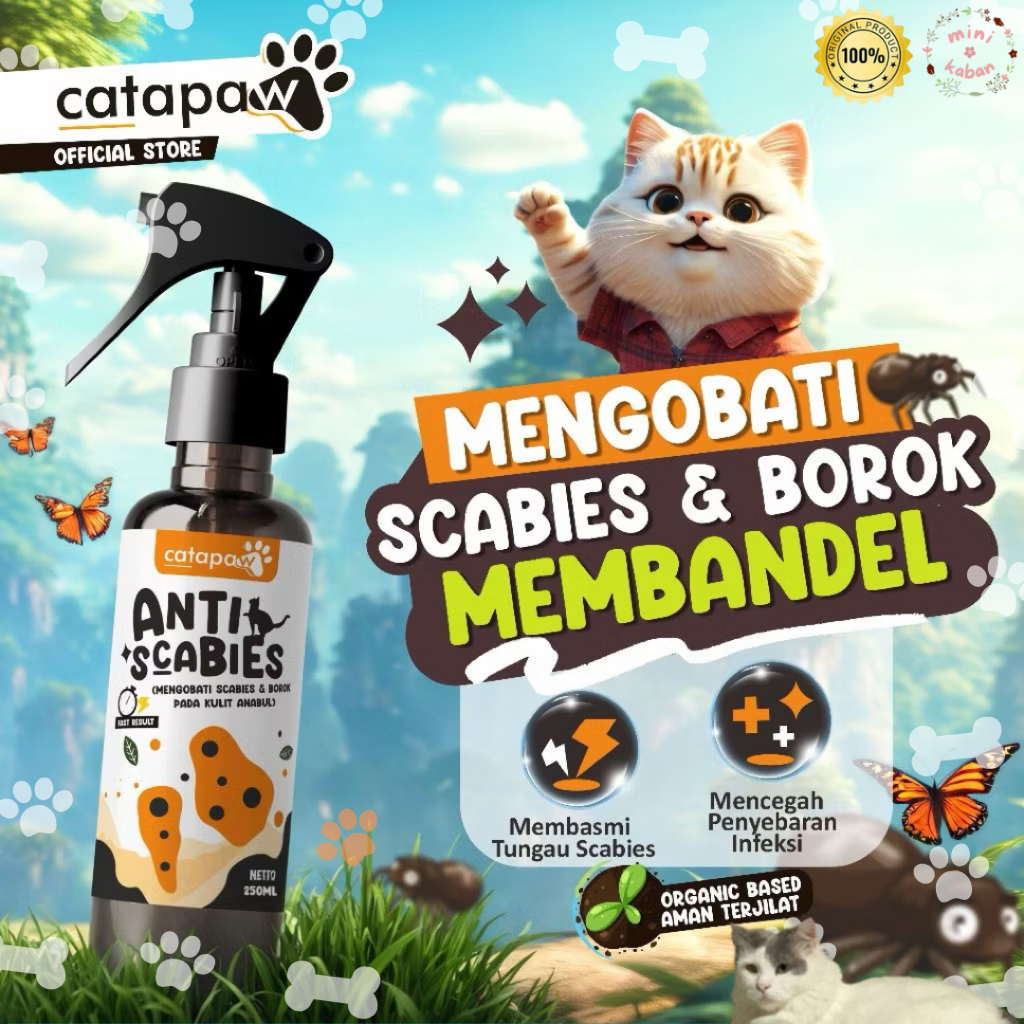 Anti Scabies Kucing 250ml – Obat Borok, Kudis, Jamur & Tungau Scabies Aman Anabul