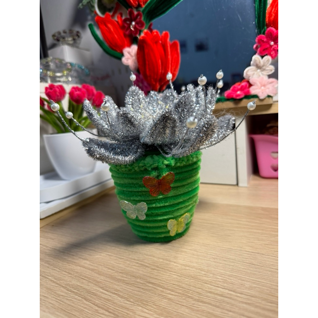 Bunga Lotus Lampu Hias Meja Kawat Bulu Aesthetic