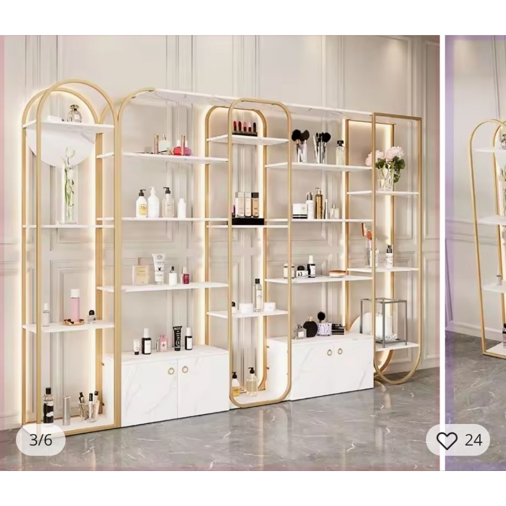 Showcase Rak Display Skin Care Toko Kosmetik Pakai Lampu