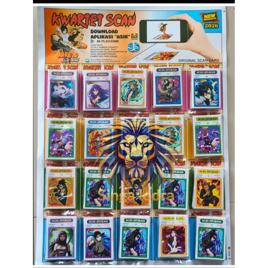 KWARTET JUMBO VIRAL TERBARU APLIKASI 3D SCAN HP motif Gambar NARUTO 1 LEMBAR isi 640 kartu
