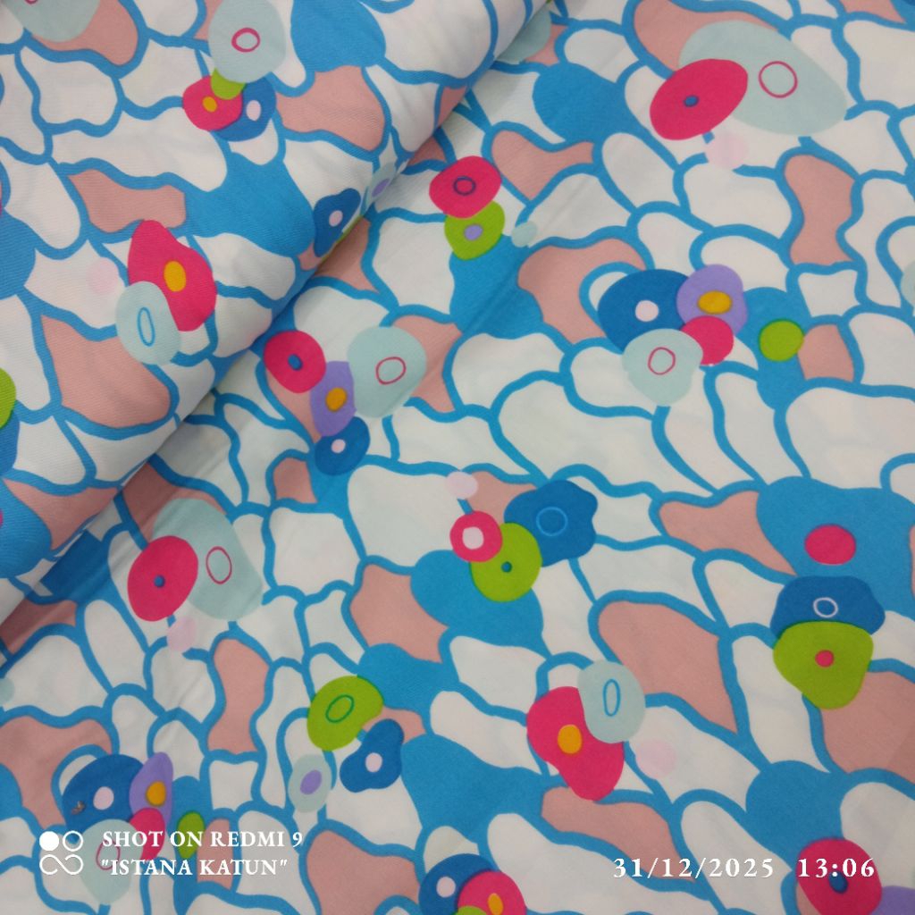 KAIN COTTON VISCOS TWILL PREMIUM GARMENT ABSTRAK BLU RD