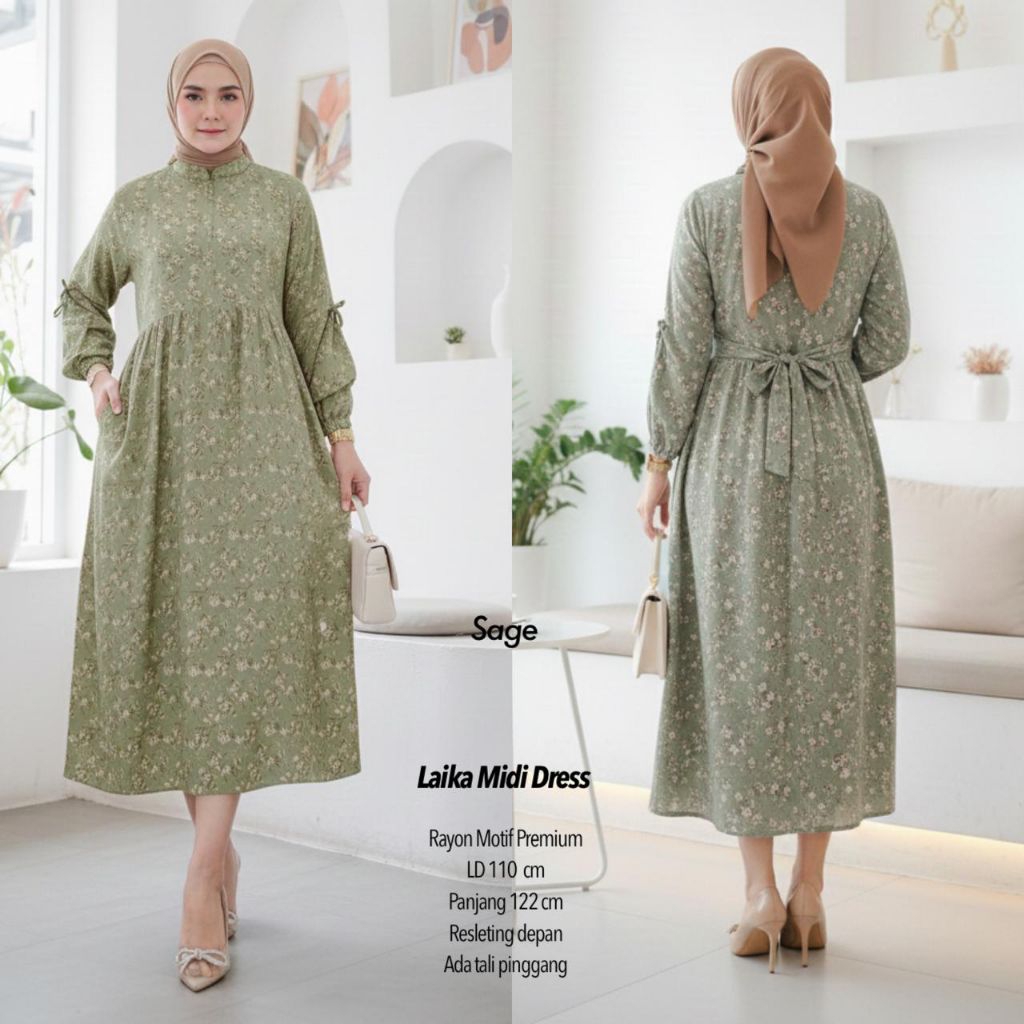 LAIKA MIDI DRESS RAYON MOTIF / MIDI BUNGA / MIDI DRESS BUNGA