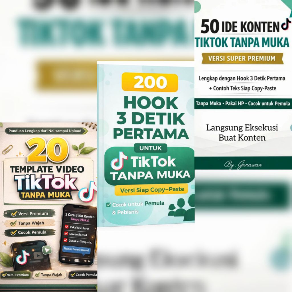 Bundle Konten TikTok Tanpa Muka | Hook Viral + Template + Ide Konten
