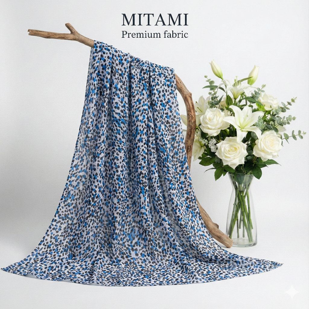 Kain Bahan Ceruty Mid Yoryu Motif Dot Animal Print - Ceruti Yoryu Premium (Harga Per 0,5)SKS