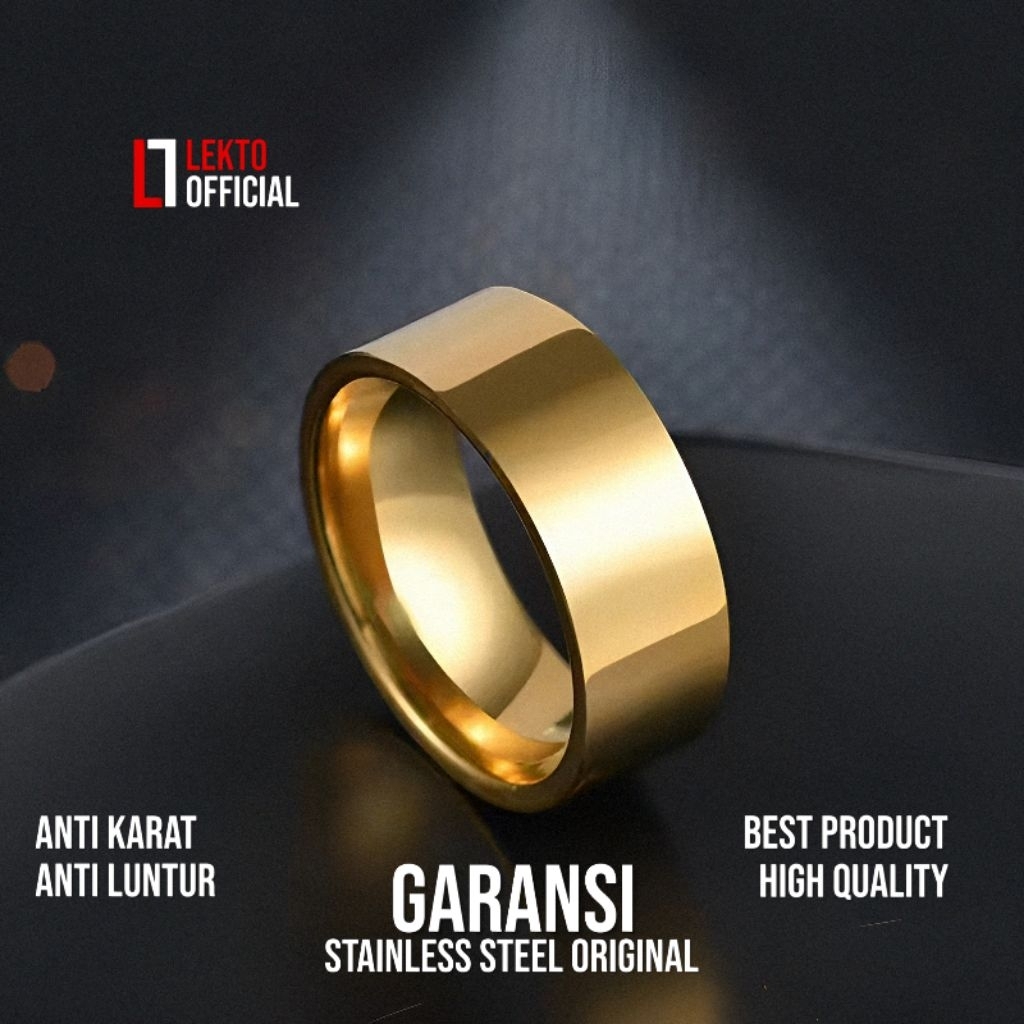 Cincin Titanium Anti Karat Couple Pria Wanita Gold Emas Cewe Cowo Cewek Cowo Monel