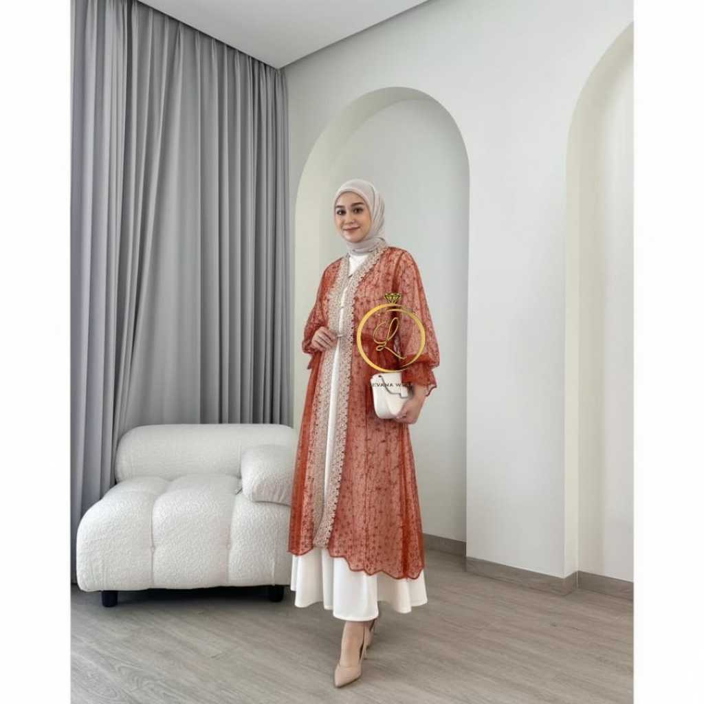 Long outer brokat keondangan Outer brokat renda hari raya lebaran