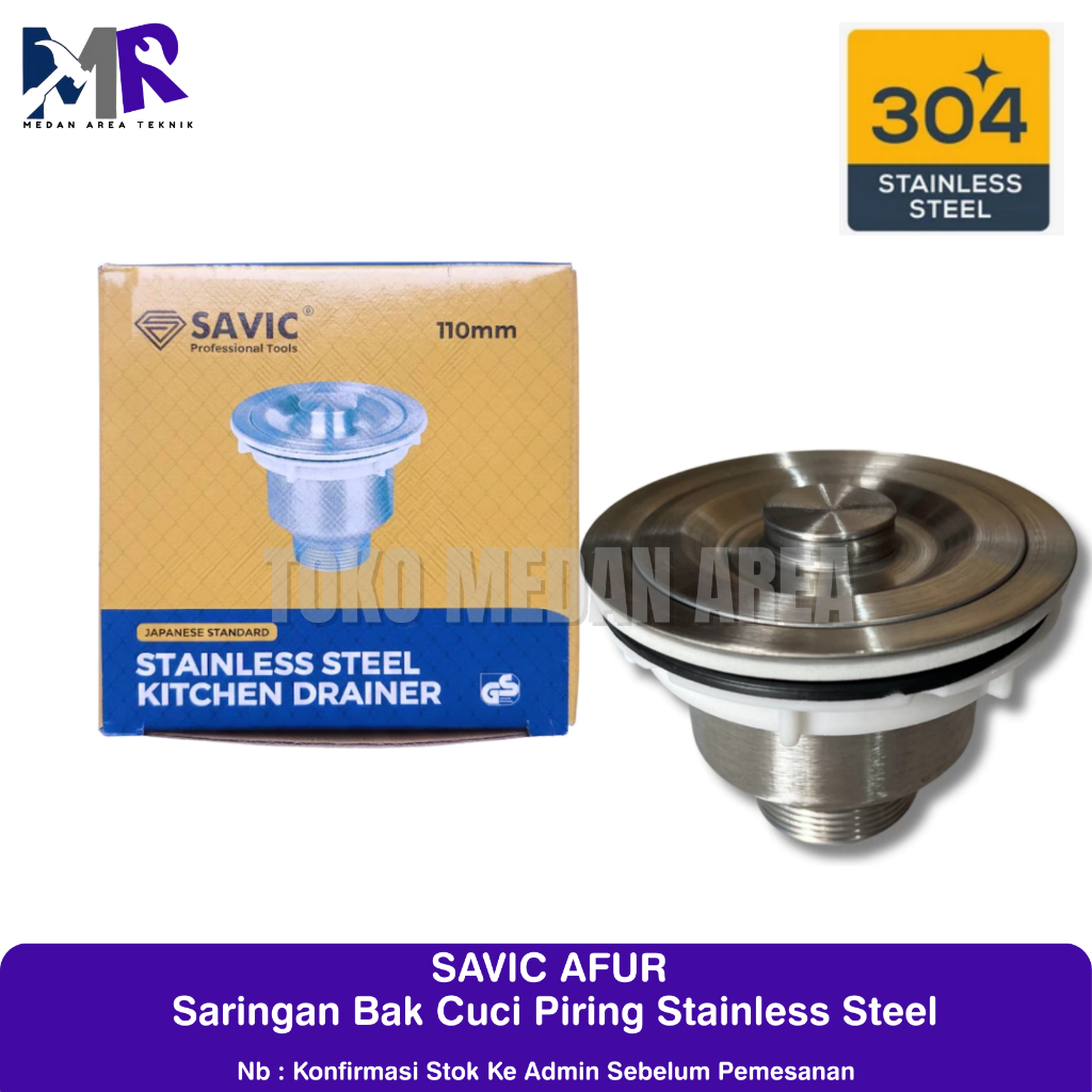 Savic Afur Sink Full Stainless Steel 304 Tebal Saringan Wastafel Bak Cuci Piring