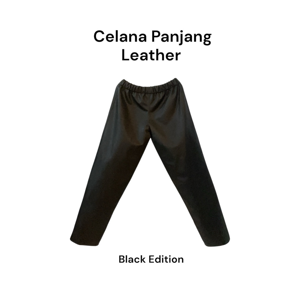 Celana Pendek Kulit / Celana panjang Kulit Leather Hitam Pria /Wanita