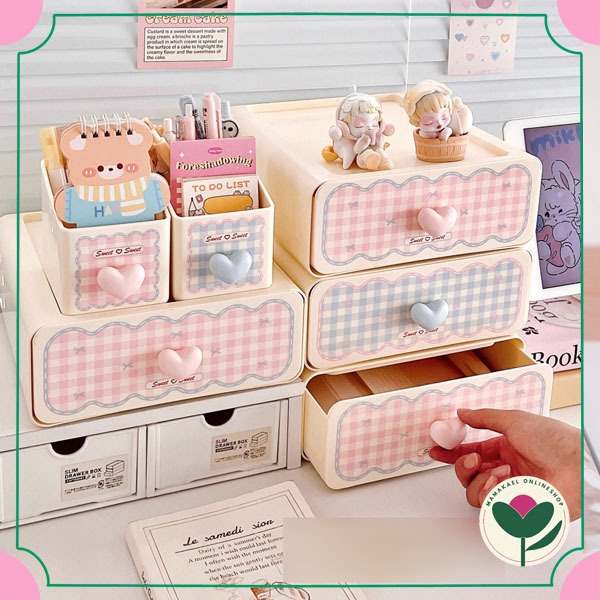 Sweet drawer desktop organizer laci kecil lucu cute pastel aesthetic MK2106