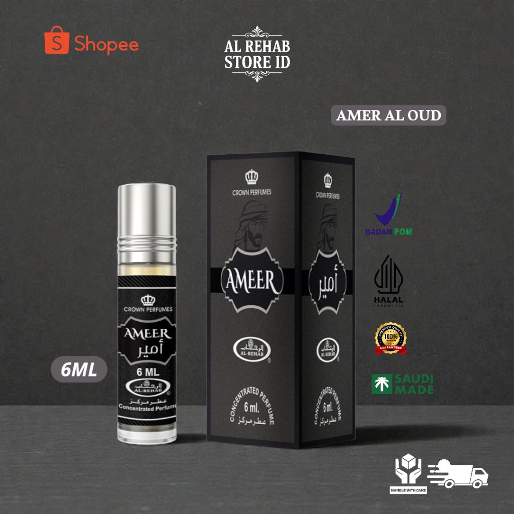 Parfum Oil Al REHAB AMEER AL OUD BPOM 6ml Roll On | Original Berizin BPOM