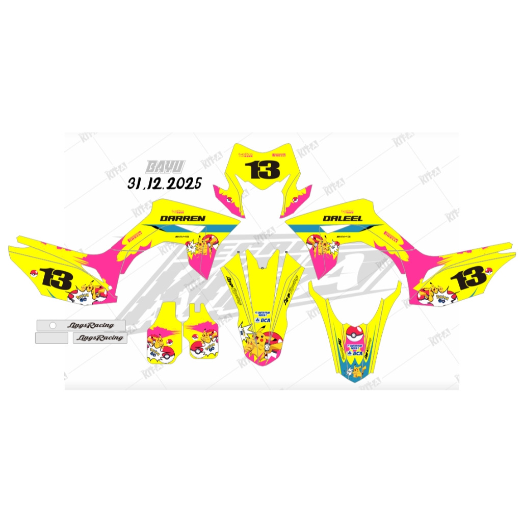 Decal Stiker CRF 150 L Dekal Variasi Sticker Striping Custom Full Body kuning simple 095