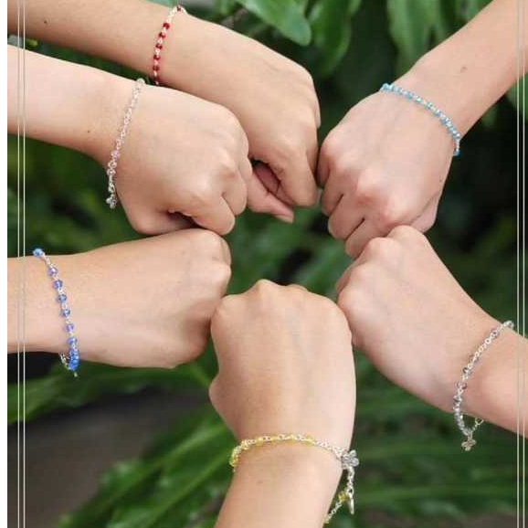Gelang Rosario Kristal Briolette 4mm Logam Perak untuk Devosi Katolik