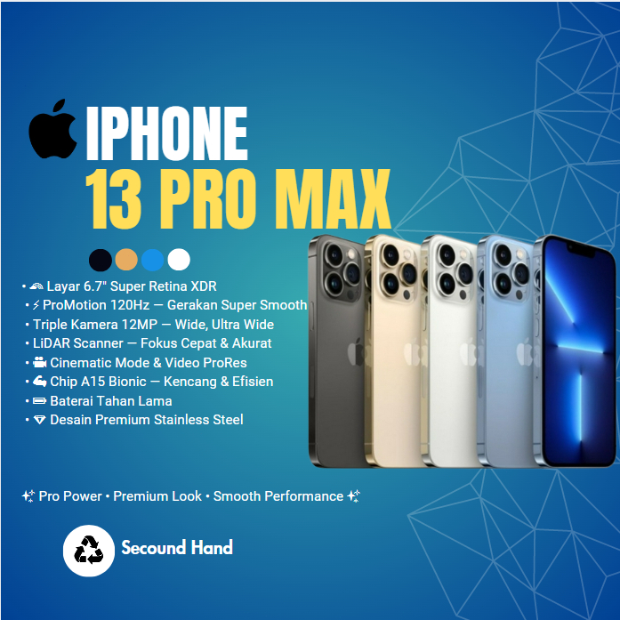 iPhone 13  Pro MAX 128GB 256GB IMEI Terdaftar 100%ORI Fulset Kondisi Perfect