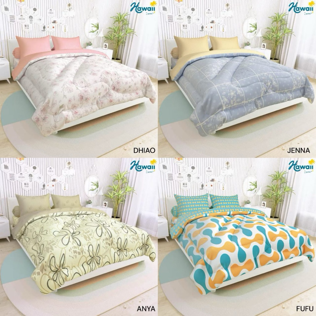 BEDCOVER HAWAI -HAWAI SET - BEDCOVER MURAH PALEMBANG - KADO NIKAHAN