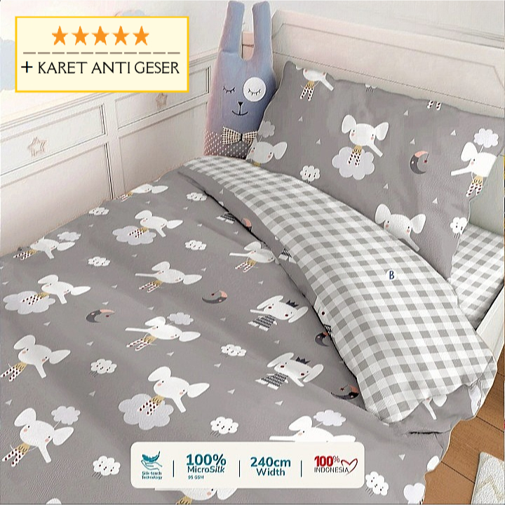 sprei anak motif animal gajah Goodnight Elephant 100x200 90x200 120x200 160x200 lus dobel karet