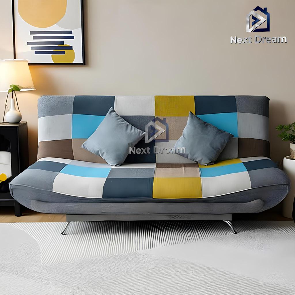 Sofabed Motif Catur Minimalis Modern | 3 IN 1 Multifungsi Sofa Kasur Lipat | Cover Kain | Next Dream