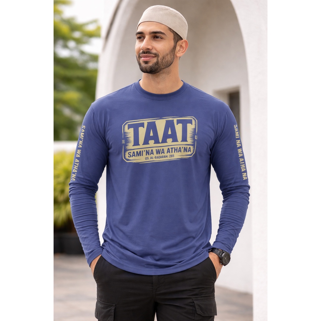 Kaos Dakwah Lengan Panjang TAAT – Sami’na Wa Atha’na | QS Al-Baqarah 285 | Muslim Pria