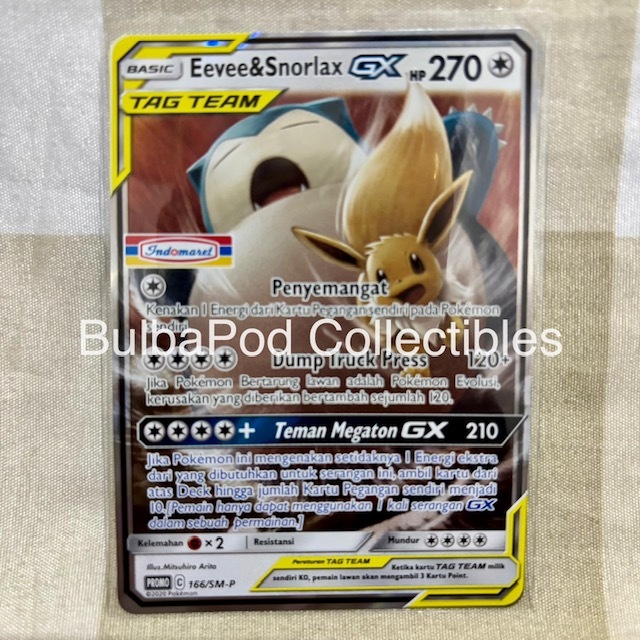 Pokemon TCG Indonesian Eevee & Snorlax GX PROMO 166/SM-P Indomaret