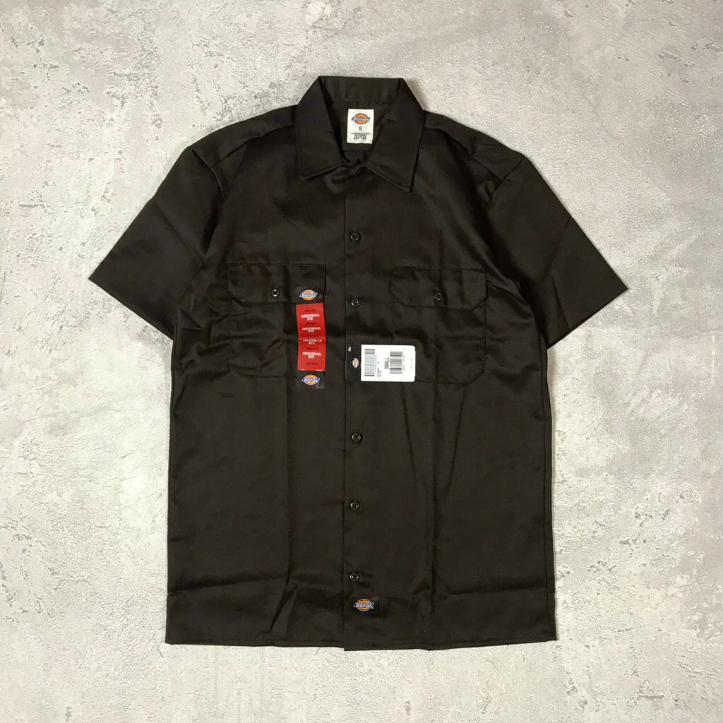 Dickies Short Sleeve Work Shirt Dark Brown