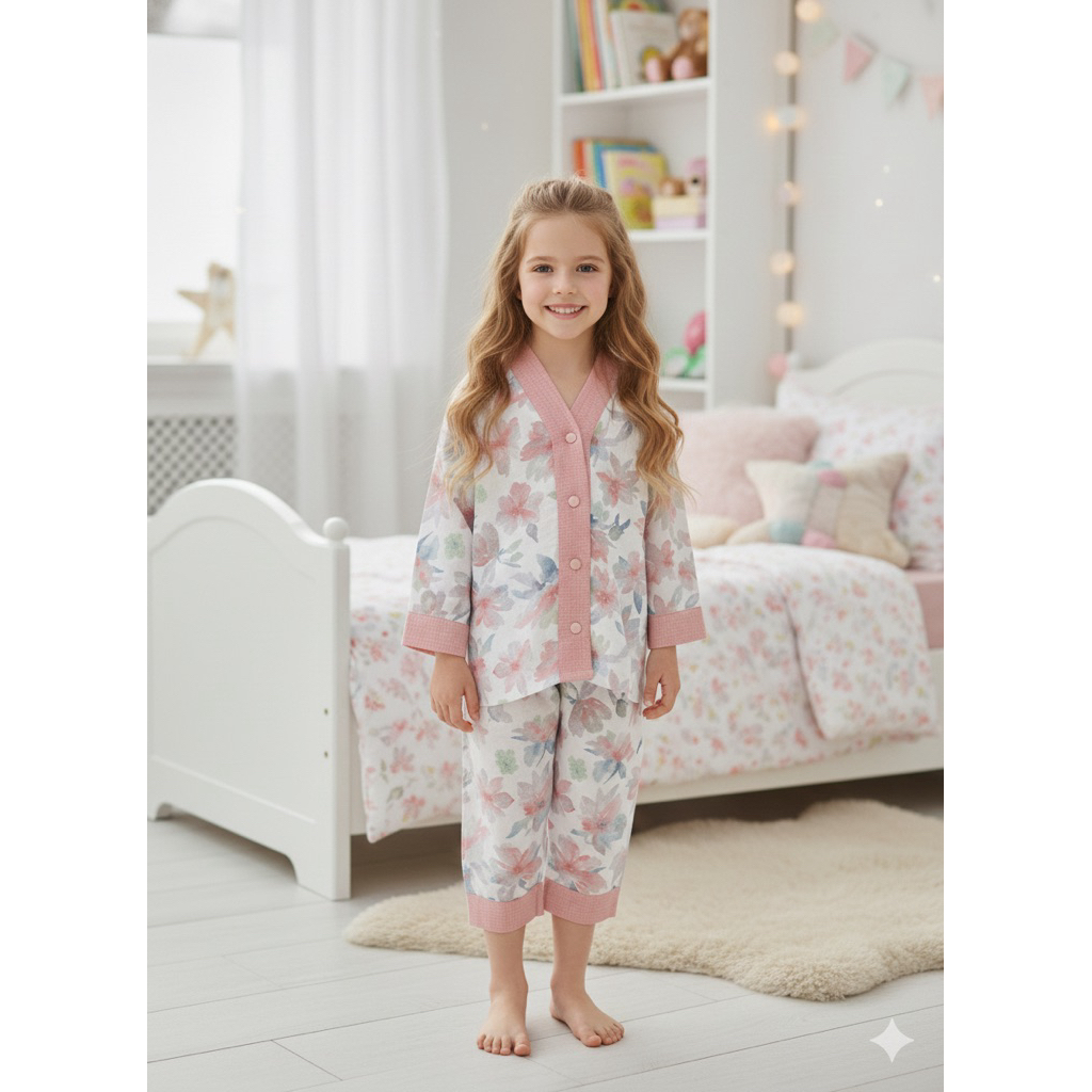 setelan baju tidur anak perempuan usia 5-7 tahun