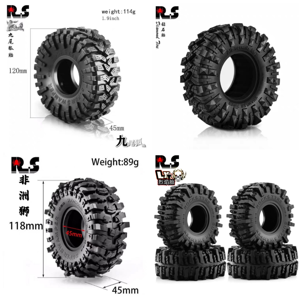 4pcs ban rc crawler 1:10 velg 1.9 inch diameter 110mm 118mm 120mm TRX4 D90 yikong axial scx10