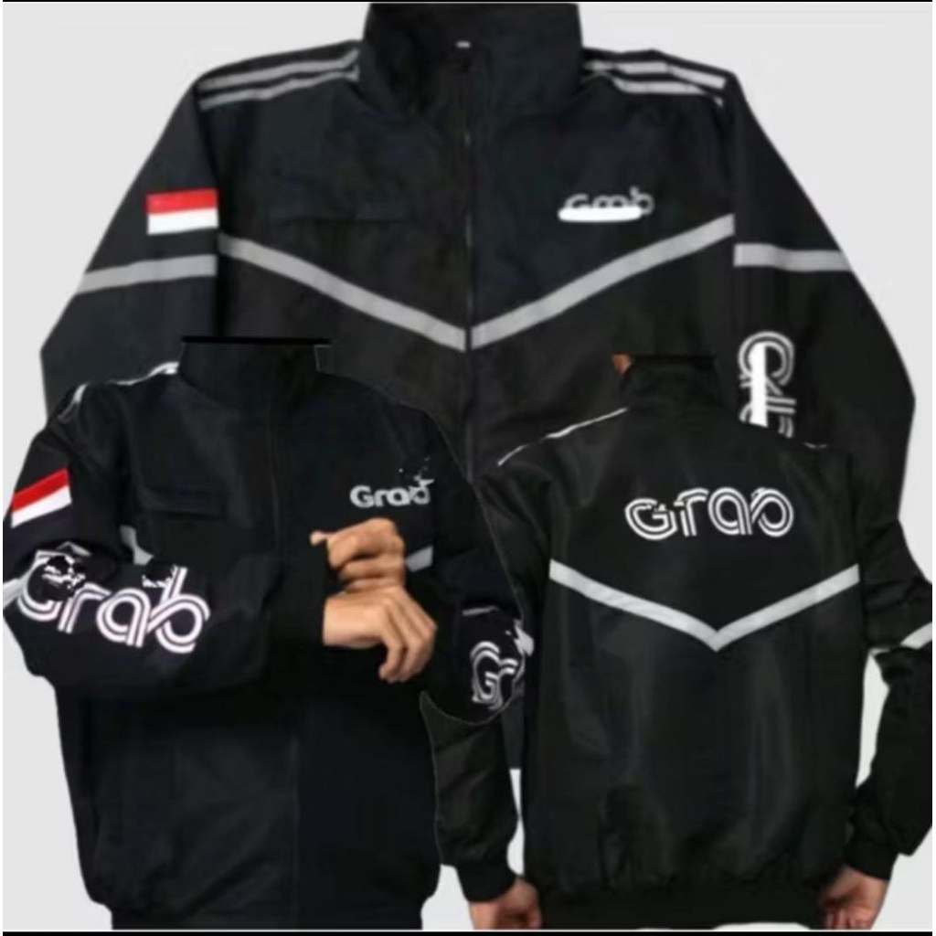 jaket bomber grab hitam