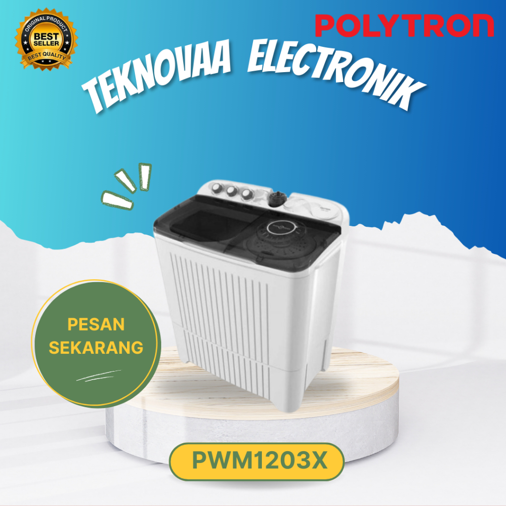 POLYTRON Mesin Cuci 2 Tabung PWM 1203X 12KG/ PWM-1203X/PWM 1203X/POLYTRON MESIN CUCI/MESIN CUCI 12KG