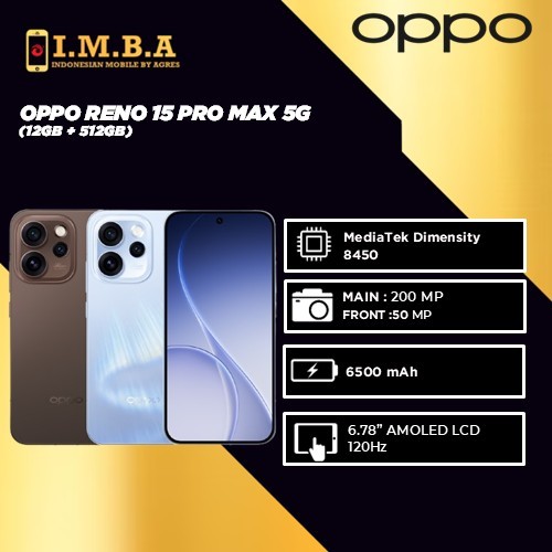 OPPO Reno 15 PRO MAX 5G 12GB/512GB GARANSI RESMI INDONESIA