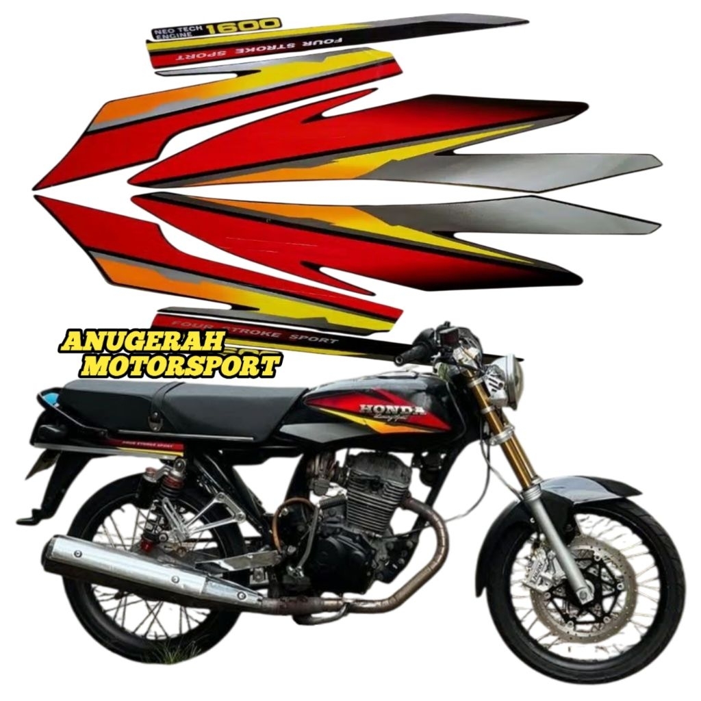 striping stiker lis Honda GL PRO merah kuning 1997