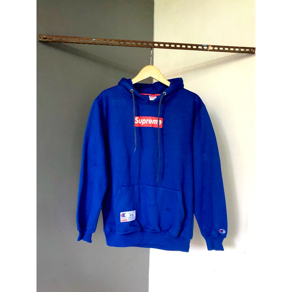 Supreme X Champion Blue Hoodie