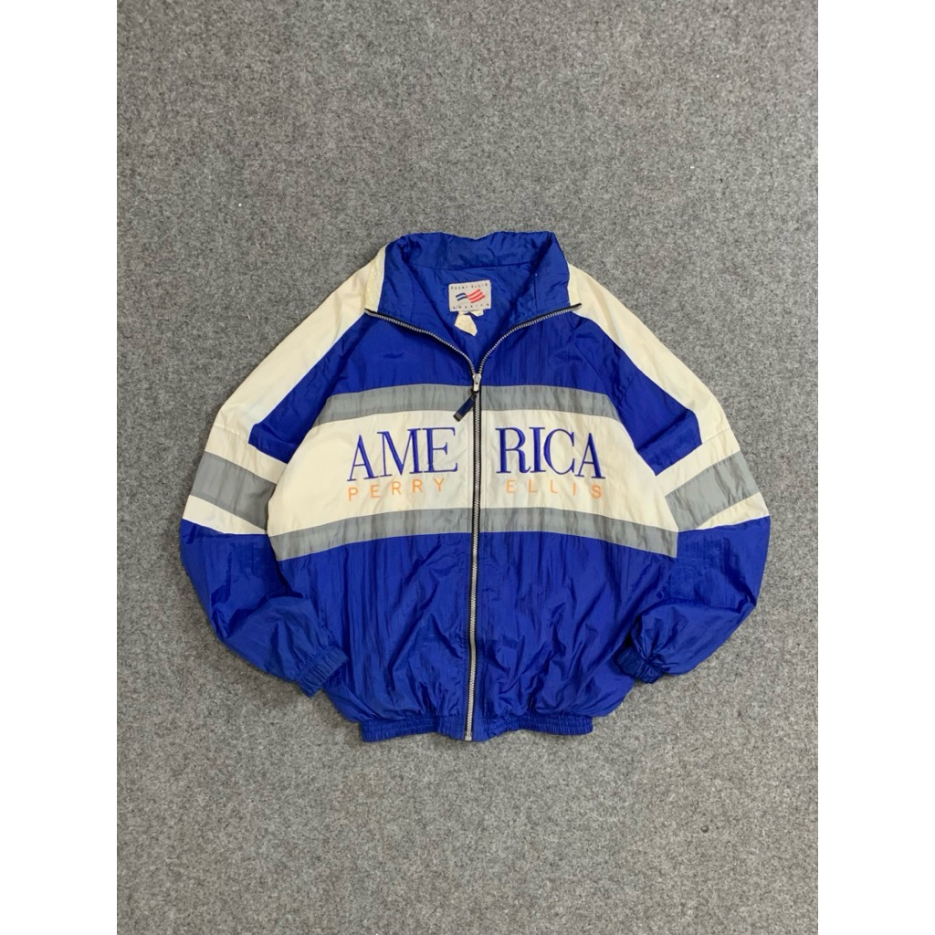 Vintage Perry Ellis AMERICA Colourblock Windbreaker Jacket